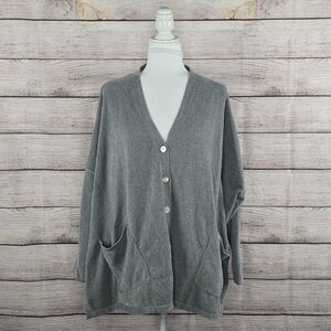 Barefoot Dreams CozyChic Lightweight Velvet Cardigan Button Front XL Grey